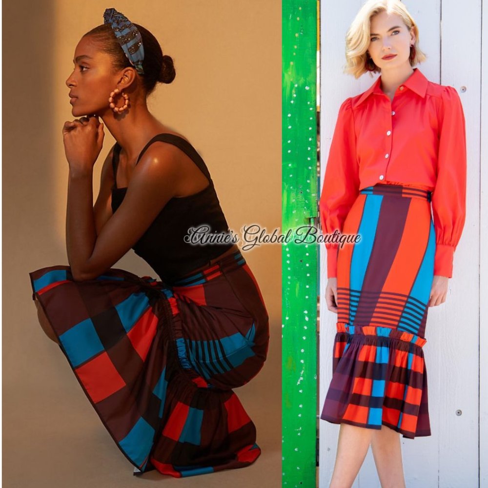 NWT ANTHROPOLOGIE Eva Franco Plaid Flounced Midi Skirt. Size 12 - Picture 15 of 16